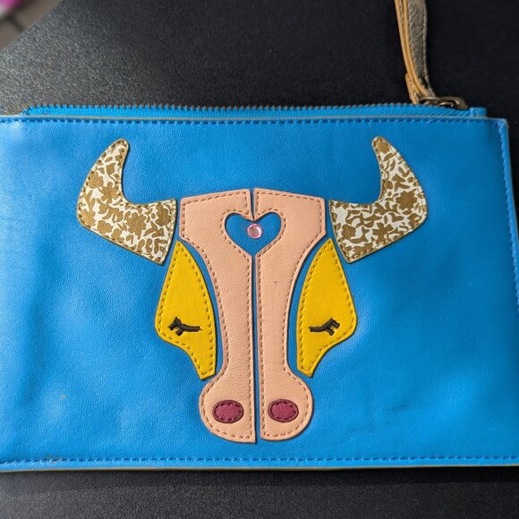 Miss Albright Anthropologie brand- Taurus Zodiac Bull leather wallet/pouch. - Picture 1 of 8